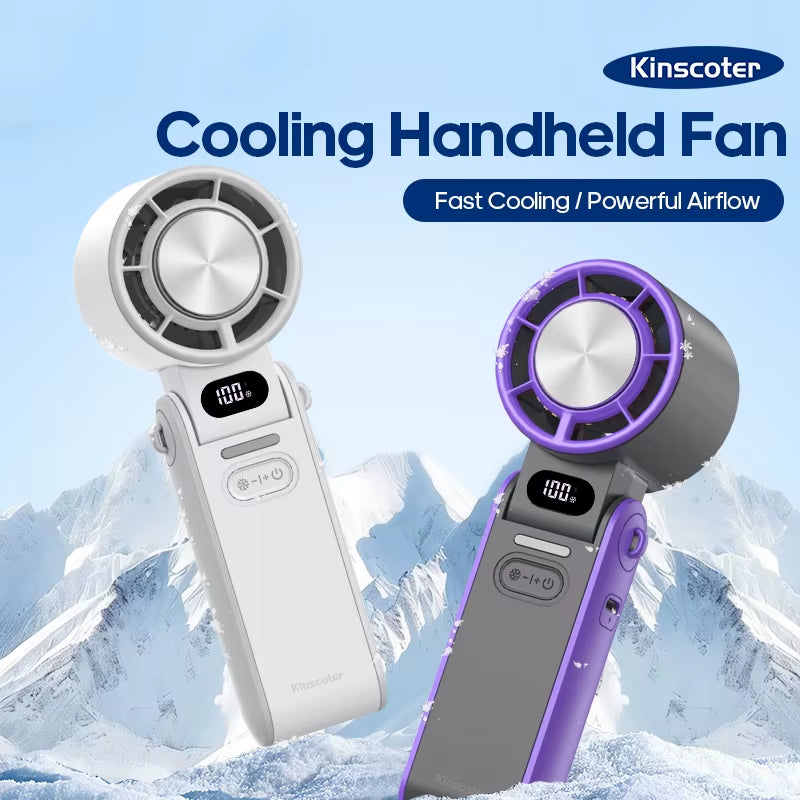 Outdoor Foldable Portable Handheld Fan Mini Cooling Rechargeable 3600Mah 100-Level Free Control High Speed Turbo Fan