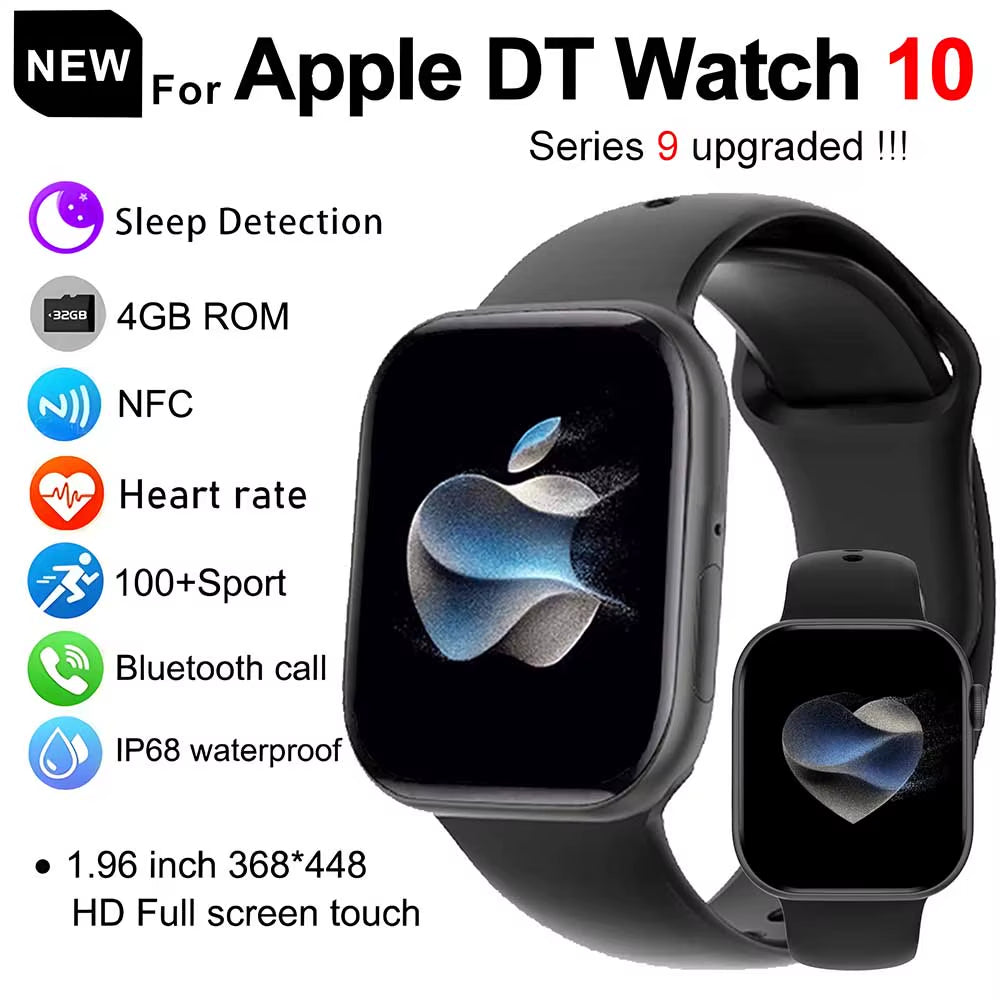 2025 New for Apple Watch 10 Smart Watch 4G Memory Music Video Bluetooth Call Waterproof Smartwatch for Android IOS TWS Earphones