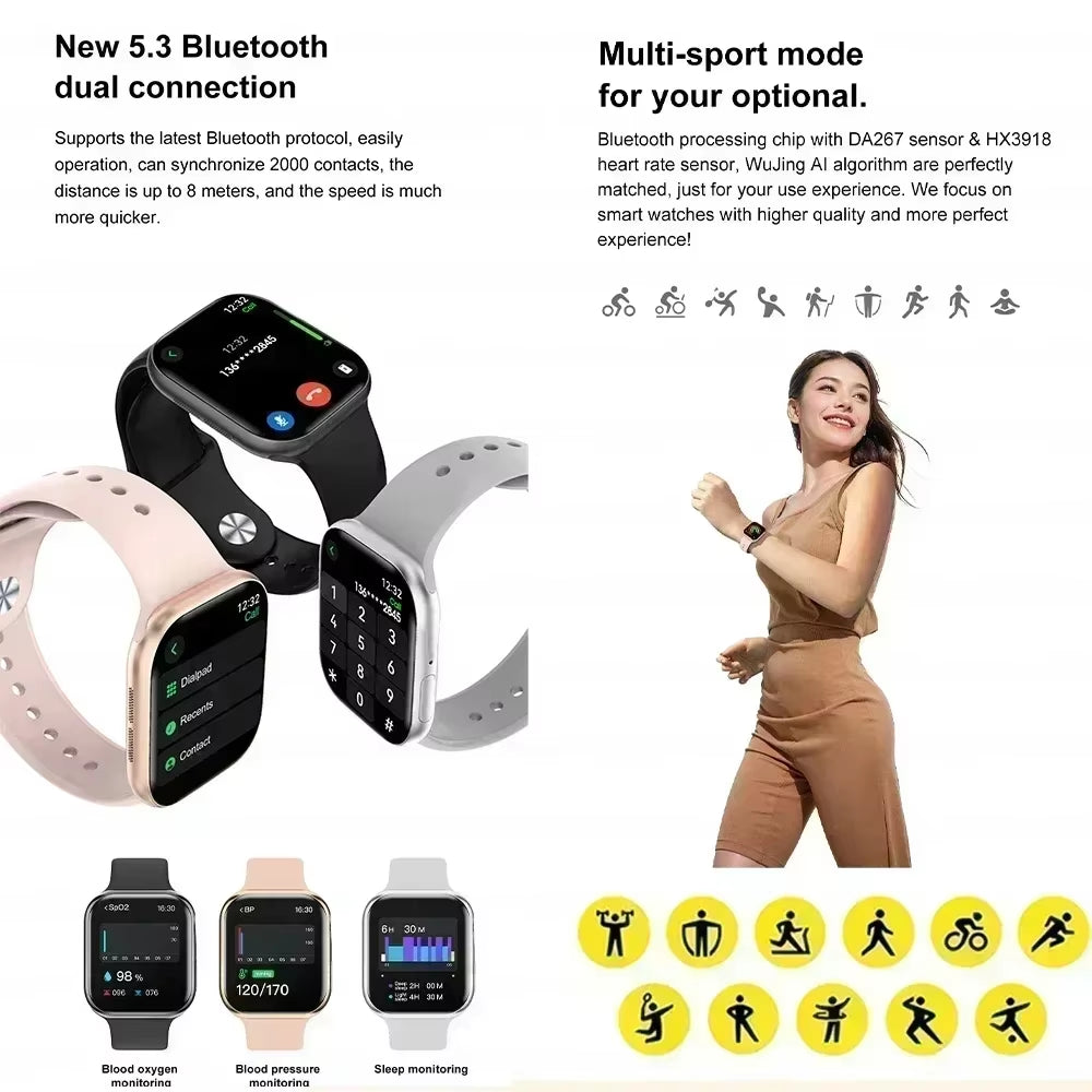2025 New for Apple Watch 10 Smart Watch 4G Memory Music Video Bluetooth Call Waterproof Smartwatch for Android IOS TWS Earphones