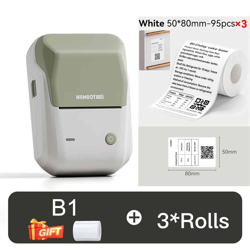 B1 Portable Thermal Printer with Tapes 2 Inch Adhesive Label Printer Mini Bluetooth Sticker Maker Support Smartphones PC
