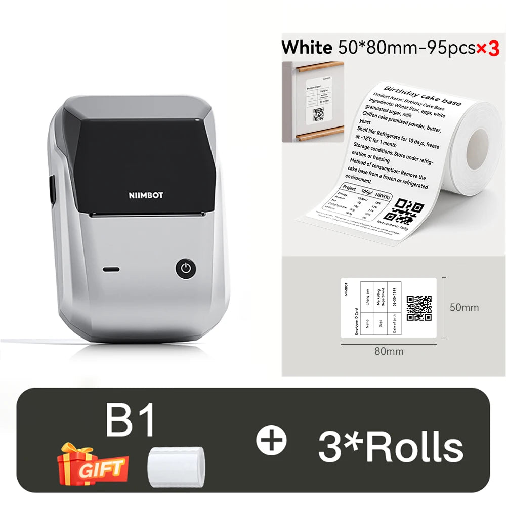 B1 Portable Thermal Printer with Tapes 2 Inch Adhesive Label Printer Mini Bluetooth Sticker Maker Support Smartphones PC