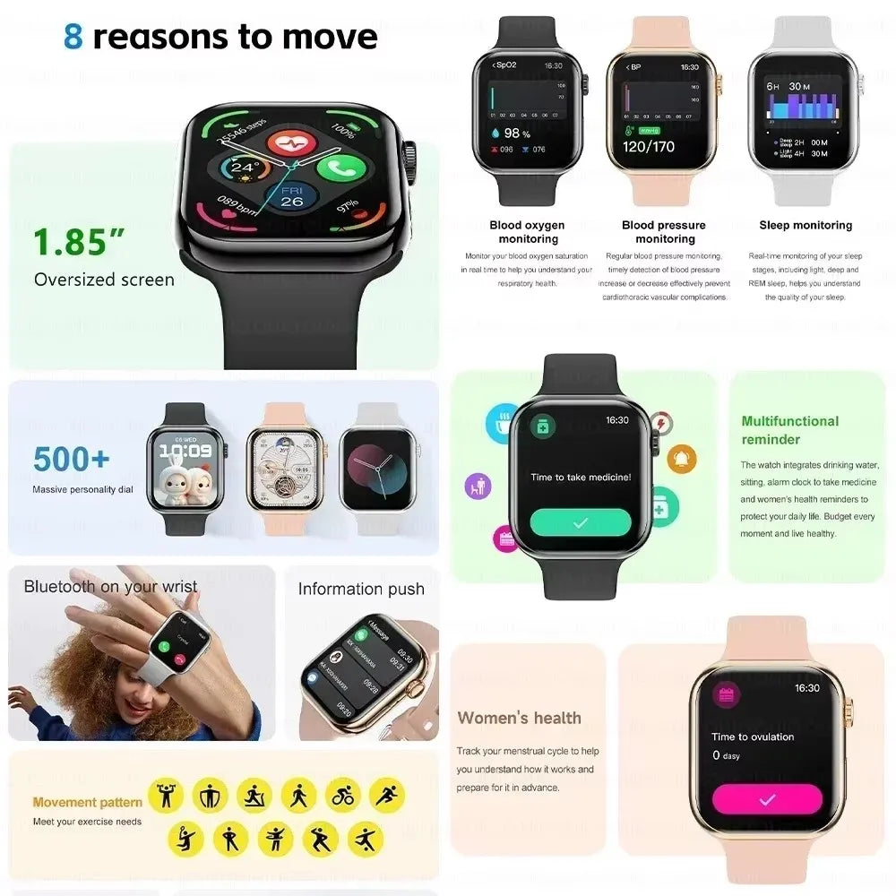 2025 for Apple GPS Watch 10 Smart Watch NFC Men HD AMOLED Memory Music 3D Surround Bluetooth Call Waterproof Smartwatch Woman