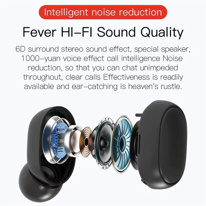 Bluetooth Earphones Wireless Headset Noise Cancelling Earplug Music Headphones for Xiaomi Huawei Redmi and Other Smartphone