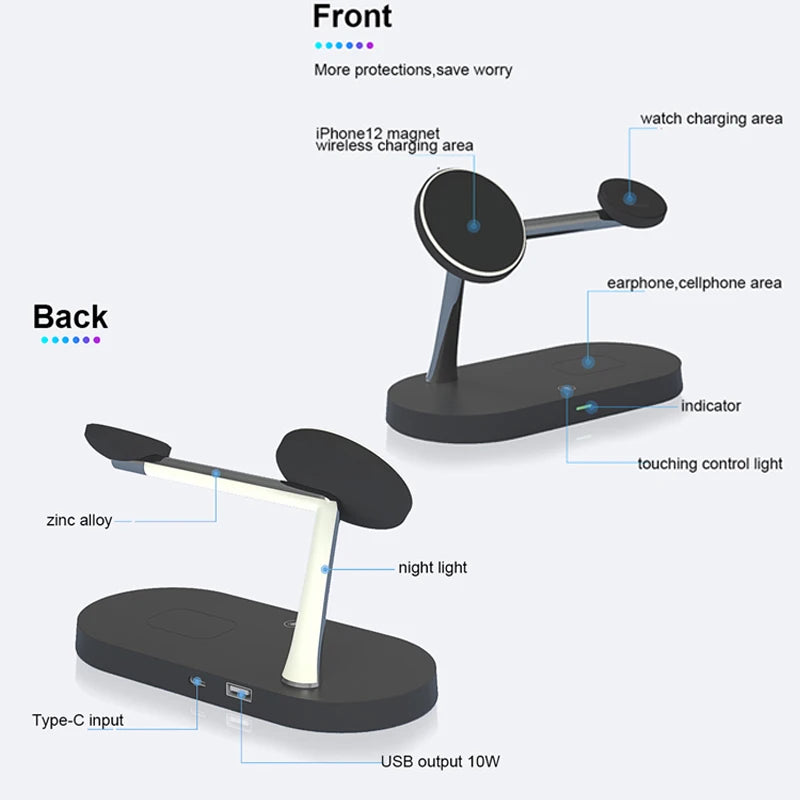 3 in 1 Wireless Charger Stand for Iphone 12 13 14 15 16 Fast Charging Station for Apple Watch 10 9 8 7 6 5 4 Airpods 2 3 Pro