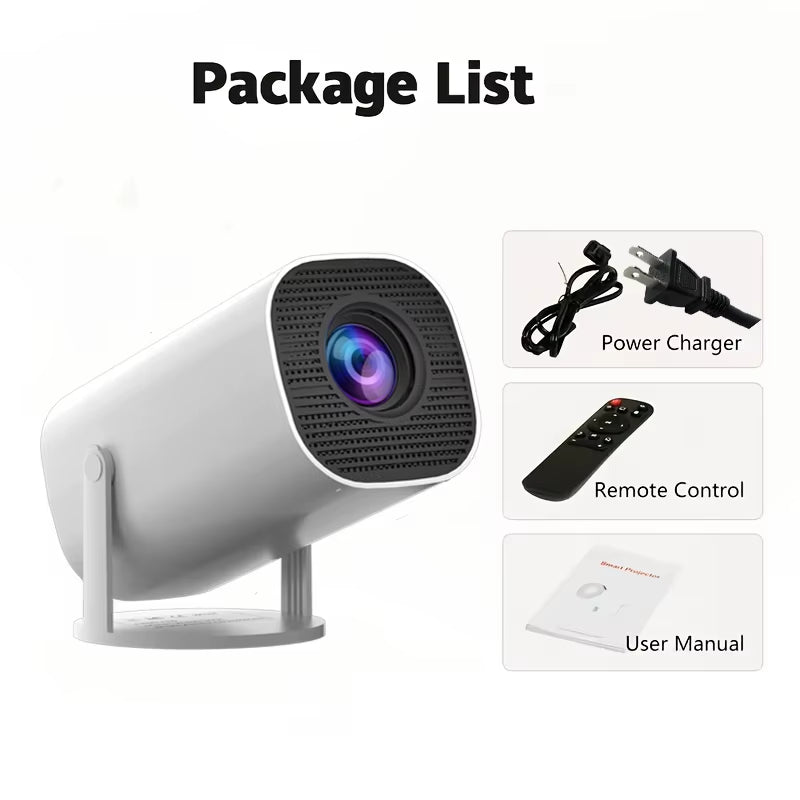 HD Mini Projector, Supports 4K Video, Resolution 1280X720P, Portable Design, with Remote Control, Brings Home Theater Experience