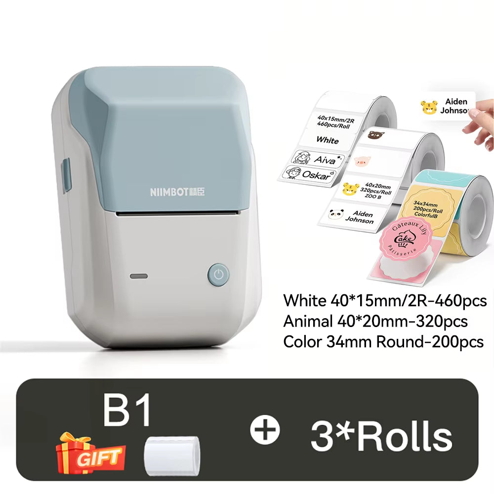 B1 Portable Thermal Printer with Tapes 2 Inch Adhesive Label Printer Mini Bluetooth Sticker Maker Support Smartphones PC