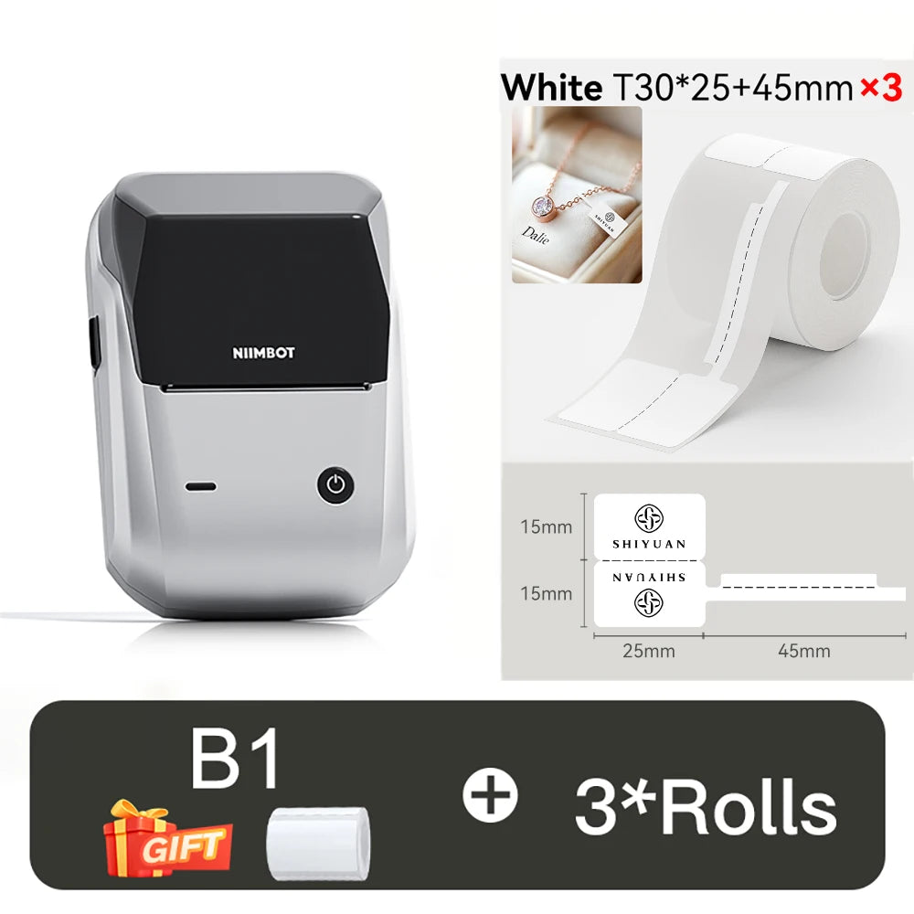 B1 Portable Thermal Printer with Tapes 2 Inch Adhesive Label Printer Mini Bluetooth Sticker Maker Support Smartphones PC