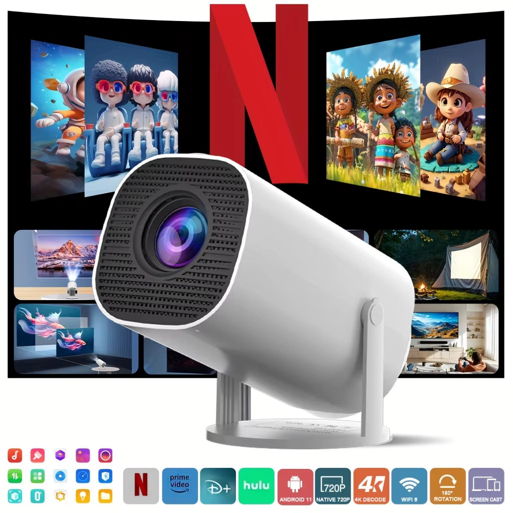 HD Mini Projector, Supports 4K Video, Resolution 1280X720P, Portable Design, with Remote Control, Brings Home Theater Experience