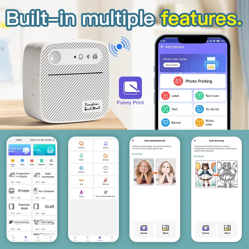 B3 Portable Mini Printers Wireless Bluetooth Inkless Sticker Maker Printer Tag Price Machine for Office School Kitchen