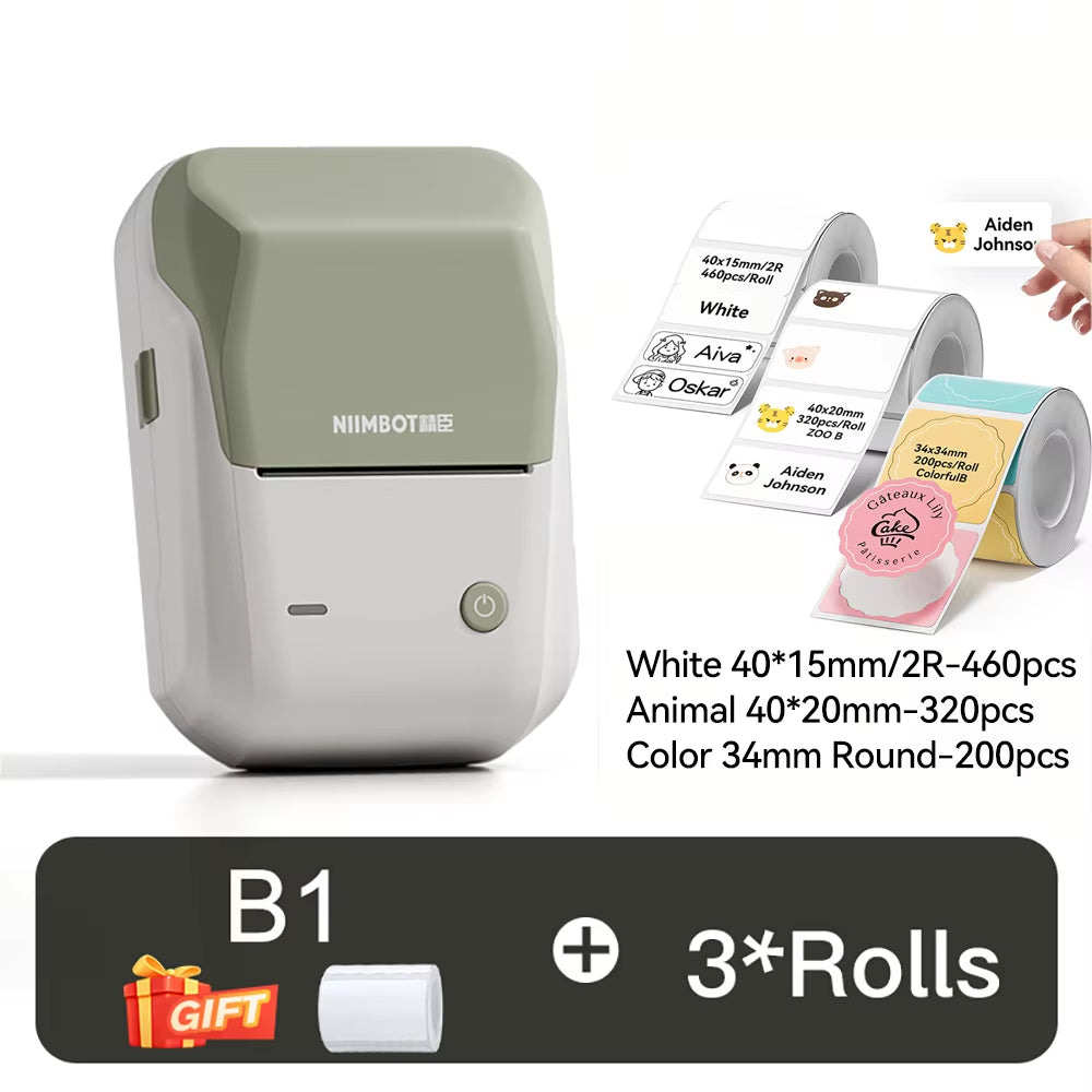 B1 Portable Thermal Printer with Tapes 2 Inch Adhesive Label Printer Mini Bluetooth Sticker Maker Support Smartphones PC