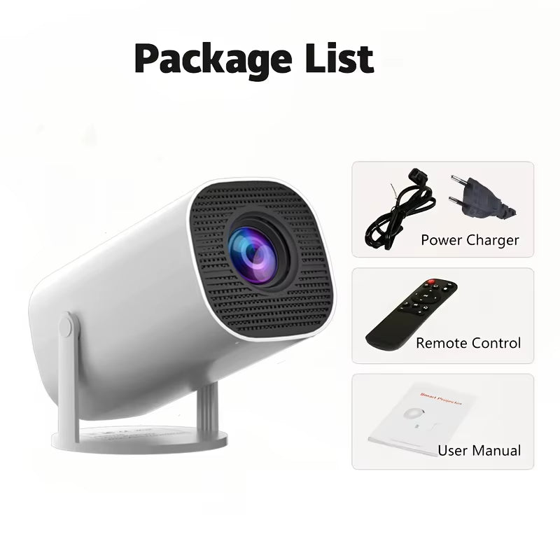 HD Mini Projector, Supports 4K Video, Resolution 1280X720P, Portable Design, with Remote Control, Brings Home Theater Experience