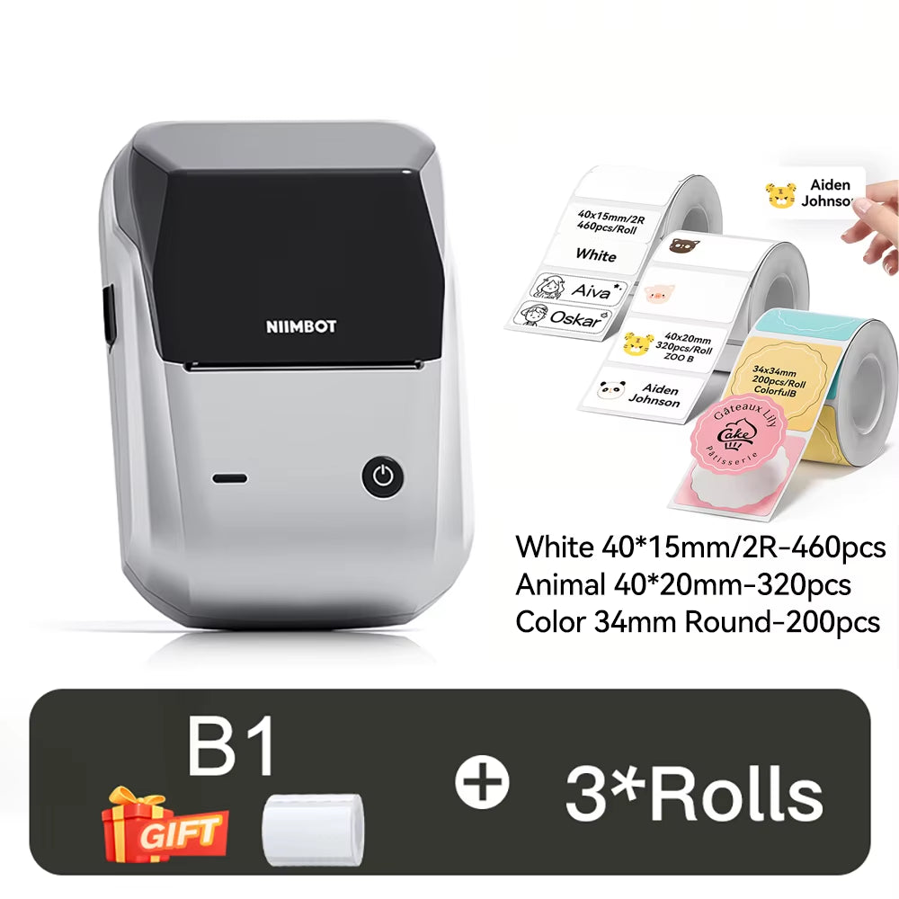 B1 Portable Thermal Printer with Tapes 2 Inch Adhesive Label Printer Mini Bluetooth Sticker Maker Support Smartphones PC