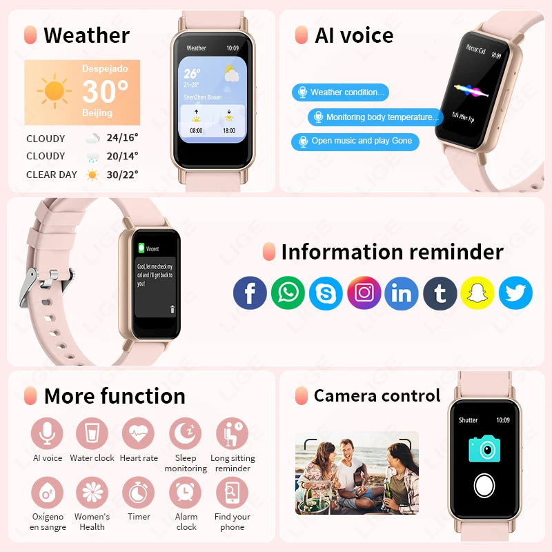 New Fashion Smart Watch Women Full Touch Screen Heart Rate Fitness Tracker Waterproof Ladies Men Smartwatch 2025 for Xiaomi