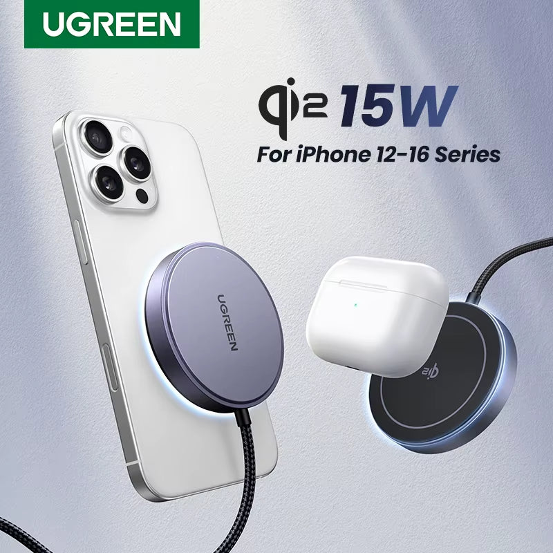 UGREEN 15W Magnetic Wireless Charger for Iphone 16 15 Pro Max Fast Charging Qi Certified Magsafe Phone Charging Pad