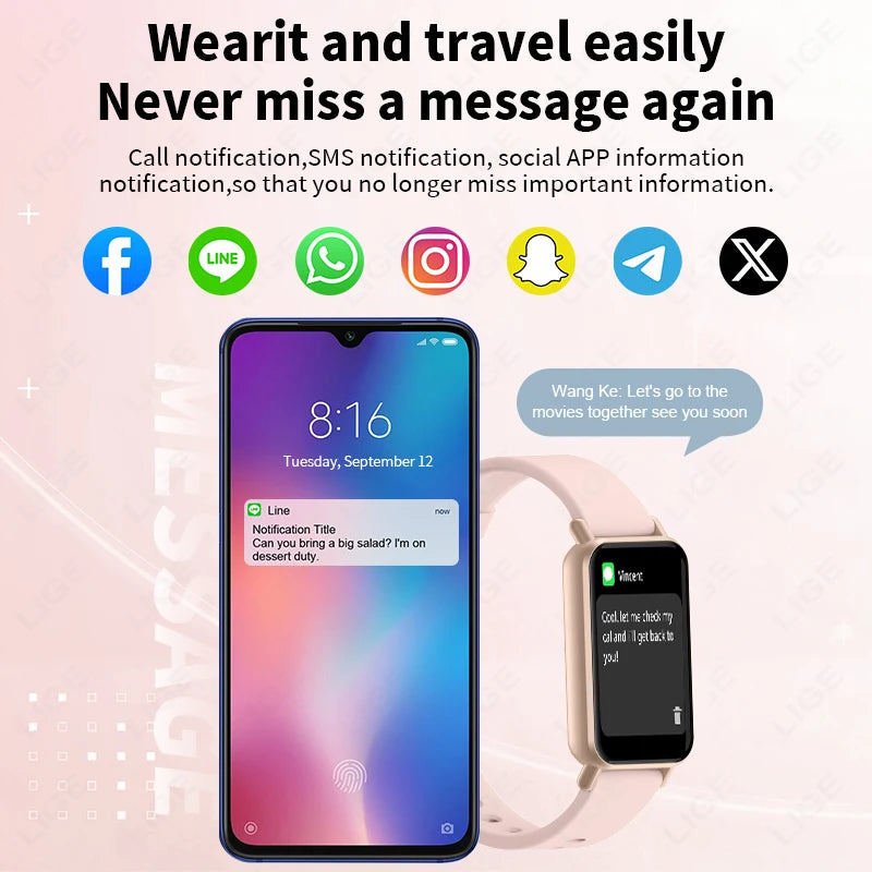 New Fashion Smart Watch Women Full Touch Screen Heart Rate Fitness Tracker Waterproof Ladies Men Smartwatch 2025 for Xiaomi