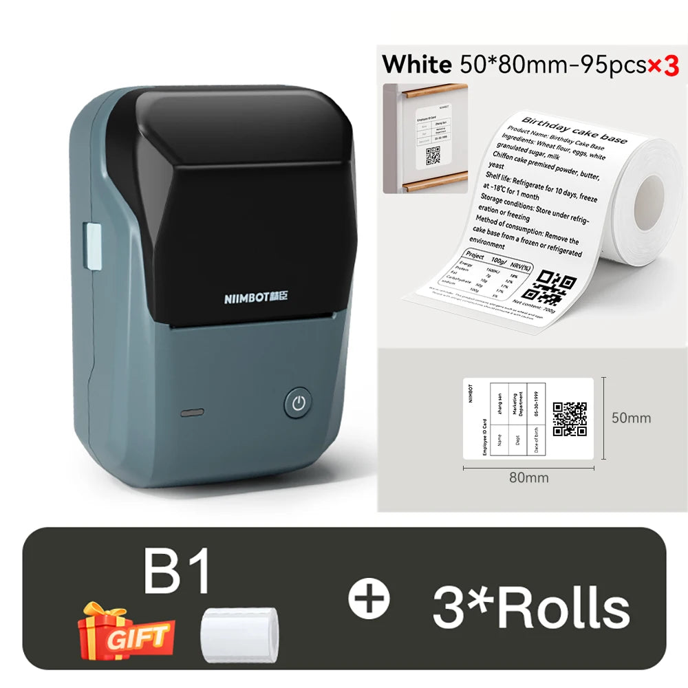 B1 Portable Thermal Printer with Tapes 2 Inch Adhesive Label Printer Mini Bluetooth Sticker Maker Support Smartphones PC