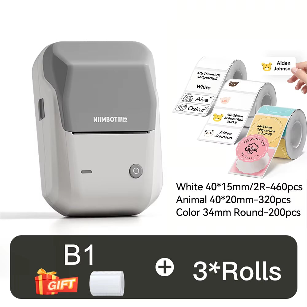 B1 Portable Thermal Printer with Tapes 2 Inch Adhesive Label Printer Mini Bluetooth Sticker Maker Support Smartphones PC