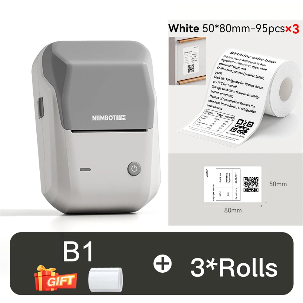 B1 Portable Thermal Printer with Tapes 2 Inch Adhesive Label Printer Mini Bluetooth Sticker Maker Support Smartphones PC