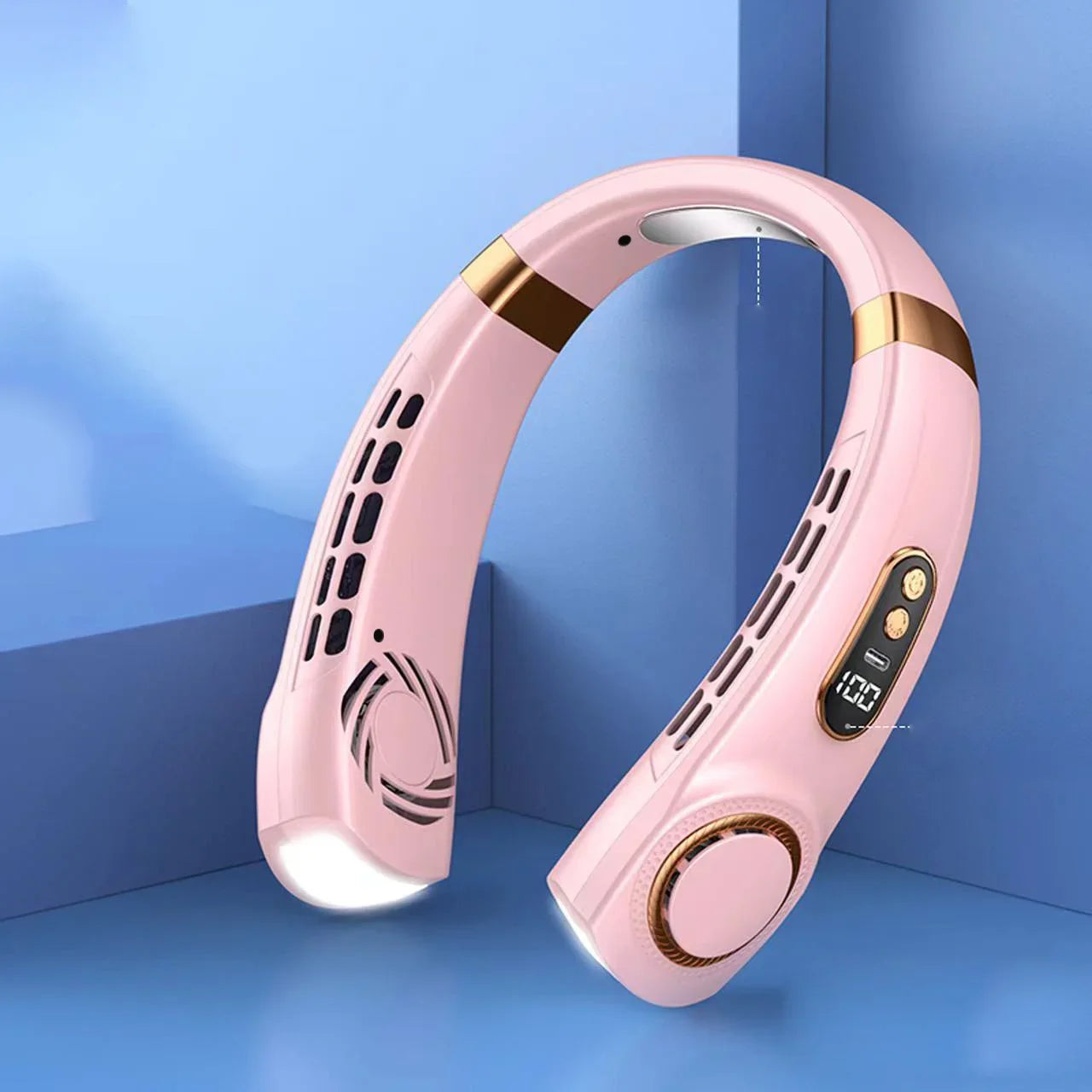 Portable Neck Fan,Hands Free Bladeless Fan with LED 4 Cooling Plate,Personal Fan 4000Mah Battery USB Rechargeable