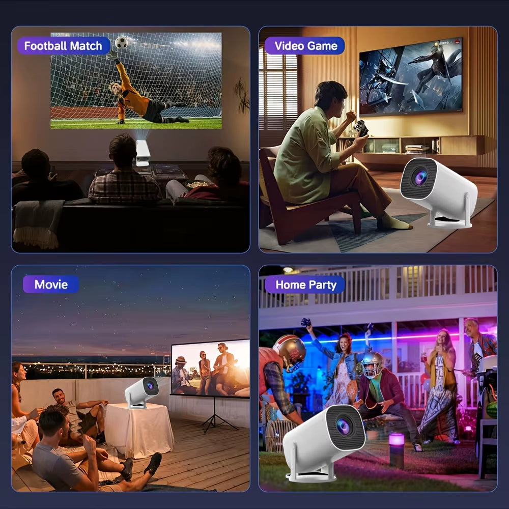 HD Mini Projector, Supports 4K Video, Resolution 1280X720P, Portable Design, with Remote Control, Brings Home Theater Experience