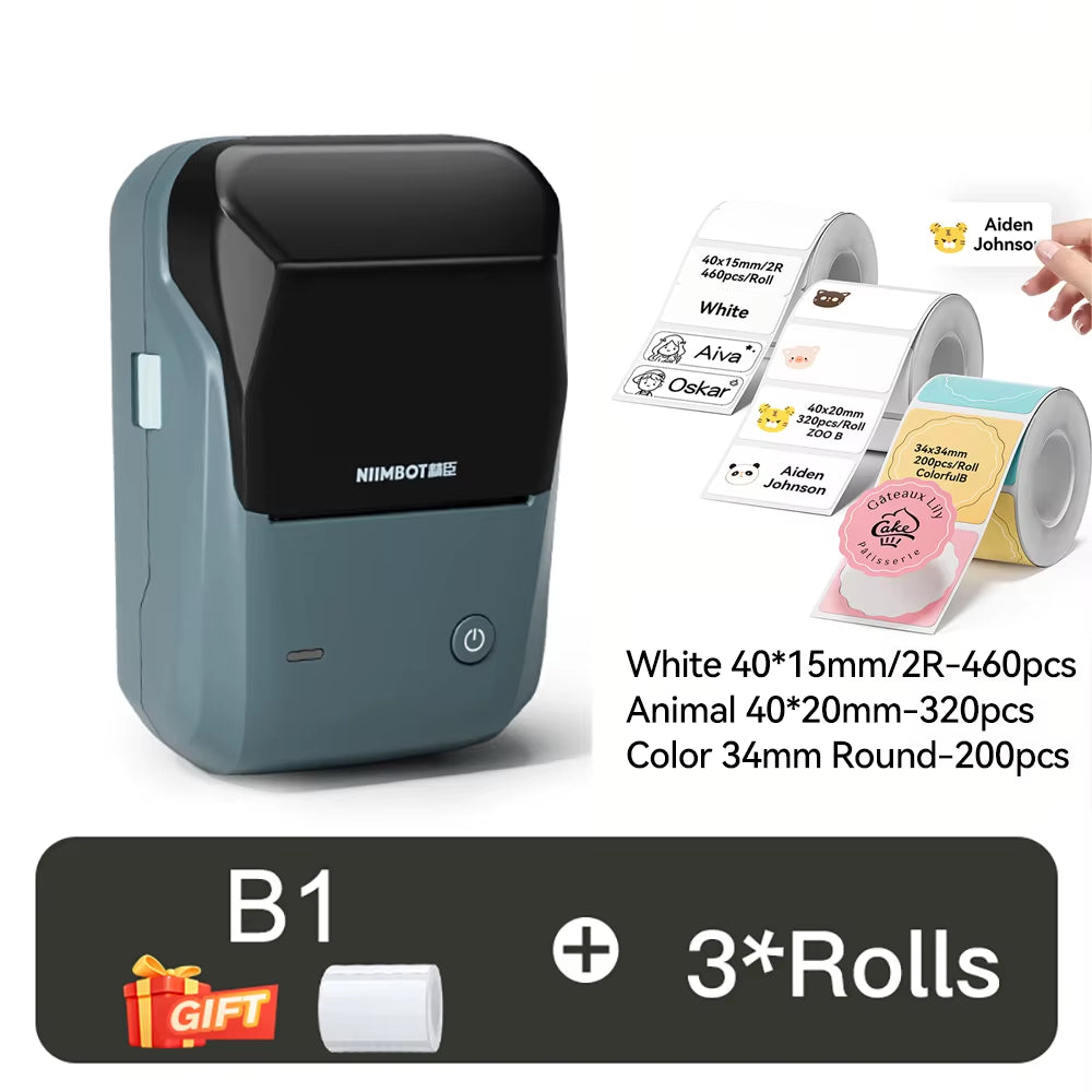 B1 Portable Thermal Printer with Tapes 2 Inch Adhesive Label Printer Mini Bluetooth Sticker Maker Support Smartphones PC