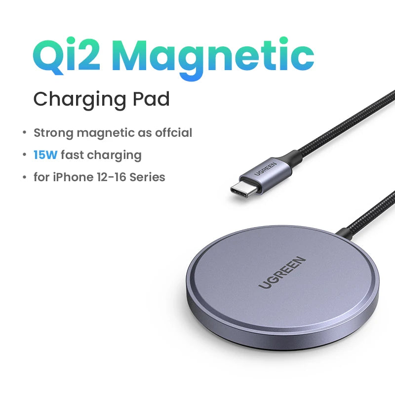 UGREEN 15W Magnetic Wireless Charger for Iphone 16 15 Pro Max Fast Charging Qi Certified Magsafe Phone Charging Pad